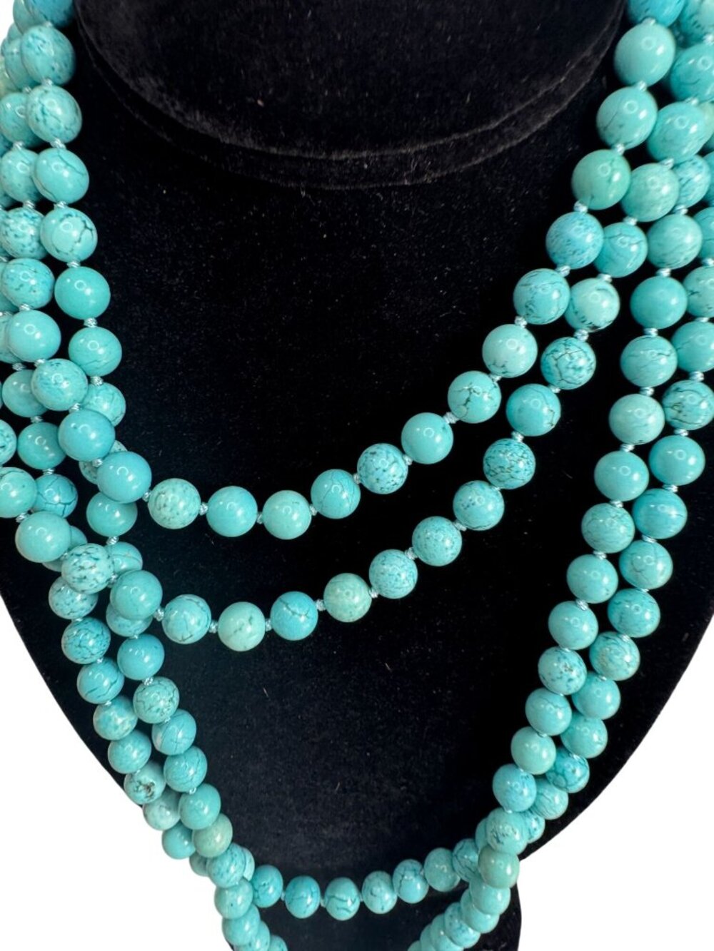 Carolyn Pollack Hand Knotted Turquoise 80" Infinity Wrap Necklace - Picture 3 of 9